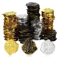 300 Pcs Plastic Gold Coins Pirate Coins Coins for Pirate Party Treasure Chest Games Tokens Toys Cosplay