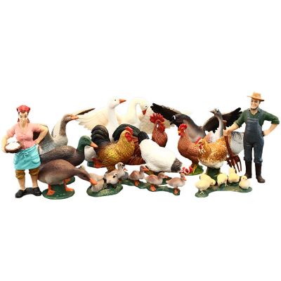 Solid simulation animal models suit children poultry animal toy duck goose rooster early childhood cognitive gift