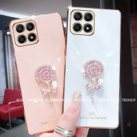 Phone Case เคส Honor X6a X8a 4G 5G Honor X5 Plus พลอยเทียมไข่มุกลูกอมอมยิ้มเคสมือถือชุบโลหะปลอกนิ่ม2023