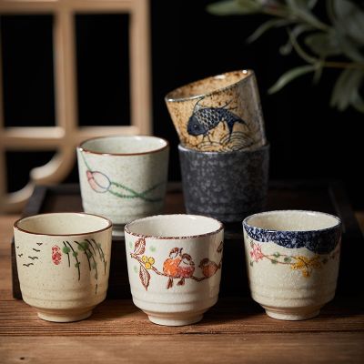 【STOCK】 Japanese-Style Ceramic Retro Tea Cup Japanese Shop Soup Swallow Cup Sushi Cup Office Tea Cup Stoneware Cup Tea Cup