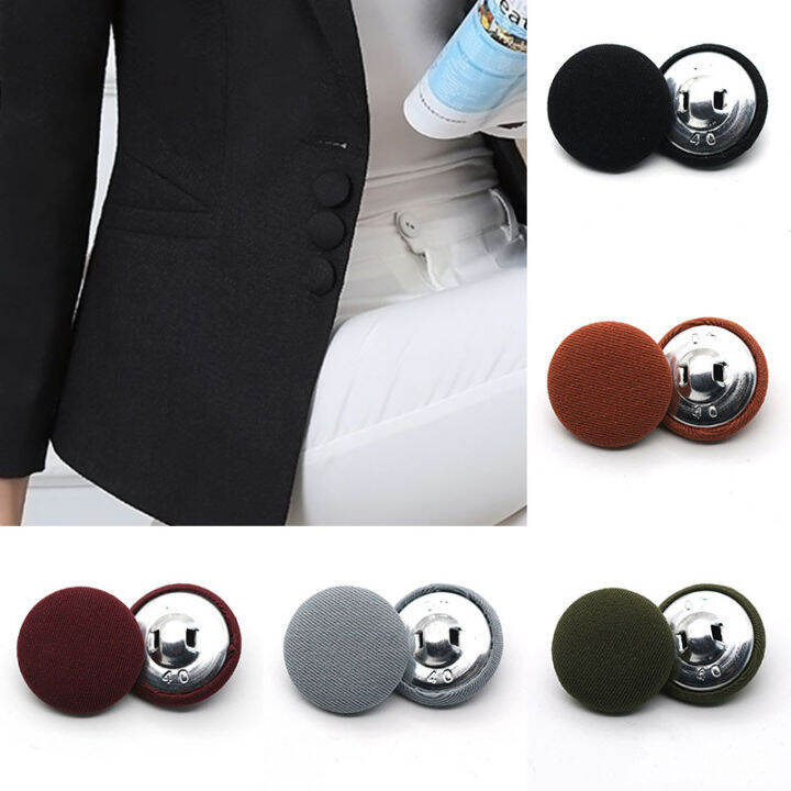 HUAKUN 10Pcs Sewing Accessories Dress Shirt Cloth Buttons Metal Buttons  Round Fabric Covered Decorative Clothing Diy