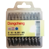 Dongcheng(DCดีจริง) 30470900004 ดอกไขควงลมสีดำ -+ #2x65mm. (10 ดอก/แพ็ค) Phillips and line screwdriver bit