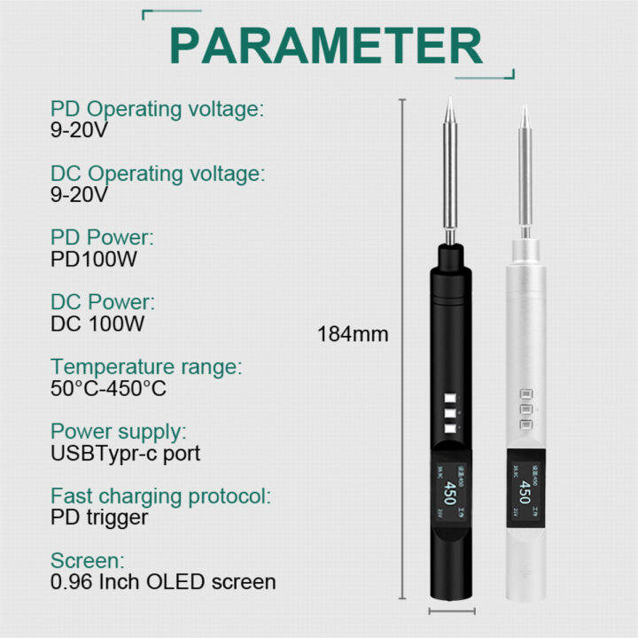 ชุดเครื่องเชื่อมเหล็กไฟฟ้า-pts200-v2-100w-อุปกรณ์ช่างเชื่อม50-450-0-96-จอแสดงผล-oled-แบบพกพาสามารถปรับอุณหภูมิได้ชุดไฟฟ้าสามารถอุ่นเครื่องได้อย่างรวดเร็วสามารถรองรับ-t12เฟิร์มแวร์อัพเกรดได้-pd3-0-ts10