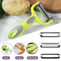 3 In 1 Vegetables Peeler Creative Stainless Steel Knife Melon Planer Rubber And Plastic Handle 360 Degree Rotating Grater