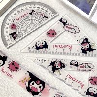 Sanrio Transparent Acrylic Ruler Set 15cm Kuromi Pacha Dog Triangle Straightedge Round Ruler Student Stationery Measuring Tape 【AUG】