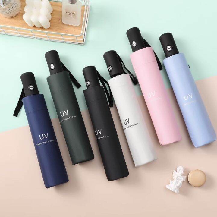 พร้อมส่ง-ร่มพกพากันฝน-กันแดด-กันuv-ร่มกันแดด-พกพาง่าย-ร่มพับได้-พับ-3-ตอน-น้ำหนักเบาสะดวกแก่การพกพา-เคลือบไวนิลกันแสงได้ดี-bb051