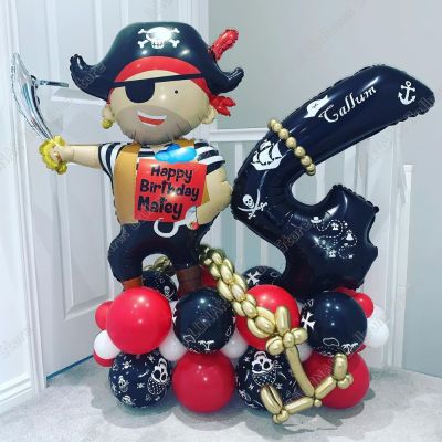 【CC】 34pcs Pirate Ship Balloons Set with 30inch 0-9 Number Boy Birthday Decoration Baby Shower Globos