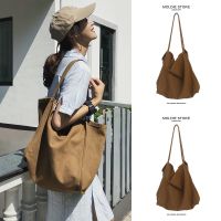 Summer high-end shoulder large-capacity canvas bag female 2023 new college students commuting tote bag 【QYUE】