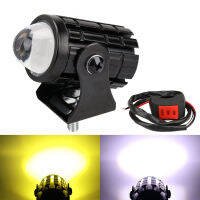 1PCS Motorcycle LED Headlight Projector Dual Color A Scooter Driving for Racer Light Auxiliary Spotlight Lamp accessorie