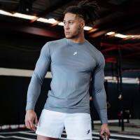 New men long sleeve cotton fitness sports leisure running basketball fitness clothes tights moisture absorption sweat T-shirt