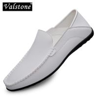 Valstone รองเท้าหนังสีขาวสำหรับผู้ชาย,รองเท้าลำลองรองเท้าหนังอิตาลีส้นเตี้ยเบามากรองเท้าหนังนิ่มขนาดพิเศษ38-47