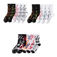 【jw】☼◊  Doodle Print Socks Design Men Mid Tube Cotton Outdoor Basketball Breathable Man