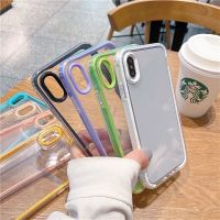 [KOLT Digital] เคสโทรศัพท์โปร่งใสกันกระแทกมาการองแบบ3 In 1สำหรับ iPhone 11 12 13 14 Pro Max XR X XS 6S 7 8 Plus