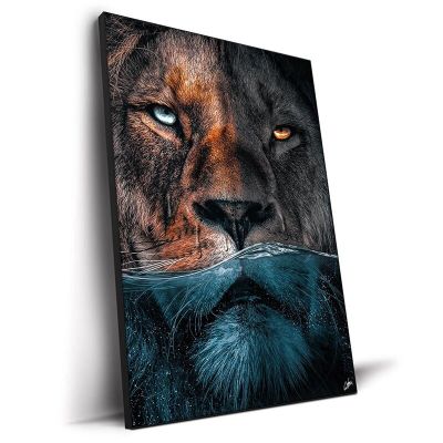 Underwater Lion Wall Art ภาพวาดผ้าใบ-Cool สัตว์โปสเตอร์และภาพพิมพ์-Modern Home ตกแต่งห้องนั่งเล่น-Unframed