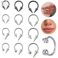 ZS 1 PC Punk Asymmetric Spike Stainless Steel Nose Ring 8/10/12MM Septum Lip Piercings Ear Helix Septum Tragus Piercing Jewelry Body jewellery