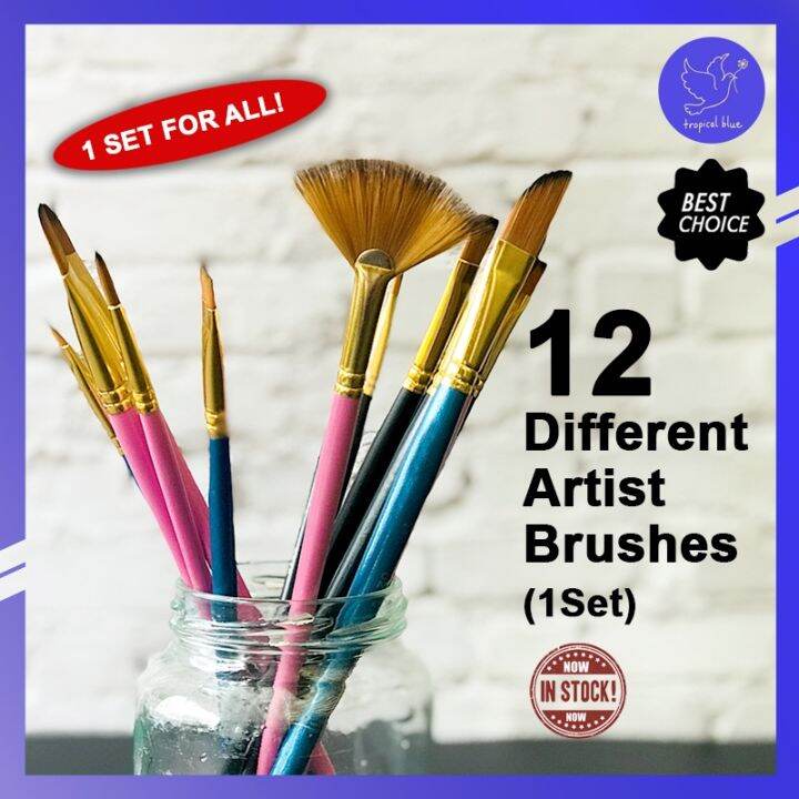 Tropical Blue High Quality Halal Nylon Brush Set 12pcs For Watercolour