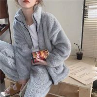 Winter Womens Pajamas Sets Zip Up Turtleneck Tops Trouser Suits Warm Womens Home Clothes Pajama Sets Home Suit for Women