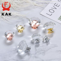 KAK 10Pieces Crystal Diamond Cabinet Knobs and Handles 30mm Gold Kitchen Cupboard Door Pulls Dresser Furniture Handle Hardware