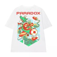 เสื้อยืดคอกลมแขนสั้นแฟชั่นพิมพ์ลายแบบเรียบง่าย PARADOX Áo thun DOGFIGHT TEE เสื้อยืดผู้ชาย แขนสั้นคู่รัก