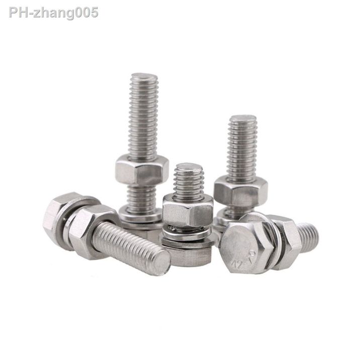 m3m4m5m6m8-304-ss-hexagonal-screw-bolts-and-flat-washer-spring-gasket-and-screw-nuts-set-4-in-1-lengthen-stainless-steel