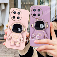 เคสโทรศัพท์สินค้าพร้อมส่งสำหรับ Realme11 11NFC C51 4G Realme 11 Pro Pro + 5G ใหม่เคสโทรศัพท์ชุบโลหะด้วยไฟฟ้าแบบนิ่มพร้อมขาตั้งพับได้นักบินอวกาศฝาครอบหลัง TPU REALME เคสกันกระแทกกล้อง C51