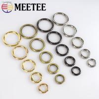 ◙卐 Meetee 10Pcs 10-60mm Metal Spring O Ring Openable Keyring Trigger Snap Clasp Clip Bag Belt Strap Chain Buckles Accessories