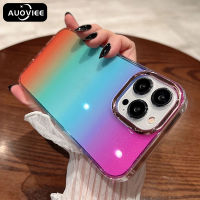 AUOVIEE Rainbow Gradient Candy สีเคสโทรศัพท์สำหรับ iPhone 14 13 12 11 Pro Max X XR XS Max 7 8 Plus กันกระแทกกันชนซิลิโคนฝาหลัง