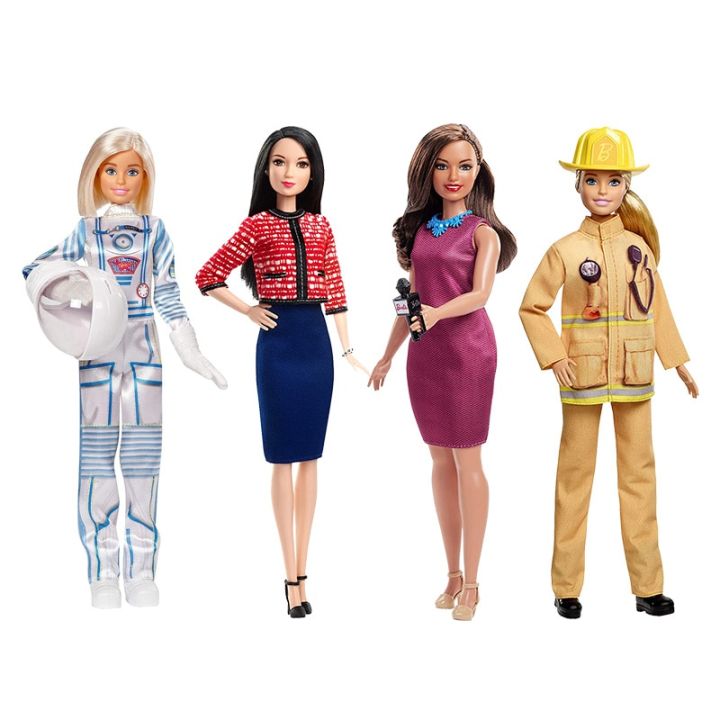 barbie-แมทเทลแบบดั้งเดิม60th-ตุ๊กตาวันครบรอบปีสำหรับสาวๆผู้สมัครนักบินอวกาศนักข่าวนักผจญเพลิงนักบินของขวัญแบรนด์-kids-toys