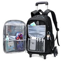 Student Shoulder Backpack with Wheels Waterproof Luggage Rolling Bags Detachable Wheeled Children Rolling School Bags