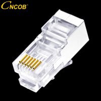 50Pcs RJ11 RJ12 6P6C ยาว,โทรศัพท์สาย FTP 6 Core โทรศัพท์คริสตัลหัว Modular Shield ทองแดง