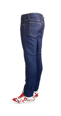 กางเกงยีนส์ชาย กางเกงยีนส์ยืด ทรงเดฟ ผ้ายืด ขายาวสีน้ำเงินเข้ม กระเป๋าหลังปักลายขนนก มี 3 สี เป้ากระดุม  SIZE 28-42