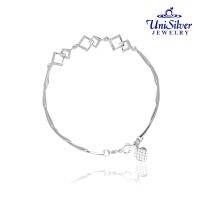 【 Dd】 Unisilver 925สเตอร์ลิงสร้อยข้อมือผู้หญิงด้วยหิน (BS160-101075 1452)