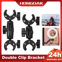 Motorcycle Bicycle Double Clip Bracket For Insta360 One X2 X3 GoPro 11 10 9 8 SJCAM Selfie Stick Monopod Mount Handlebar Stand