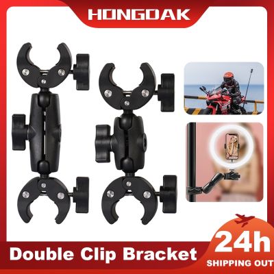 Motorcycle Bicycle Double Clip Bracket For Insta360 One X2 X3 Gopro 11 10 9 8 SJCAM Selfie Stick Monopod Mount Handlebar Stand