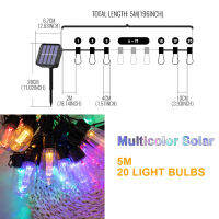 LED SolarLigghig String ไฟตกแต่งคริสต์มาสหลอดไฟ IP65กันน้ำ Patio โคมไฟ Holiday Garland สำหรับสวนกลางแจ้ง Furniture