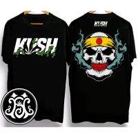 เสื้อยืด KUSH ลายกระโหลก รูปใหญ่สองหน้า คอตตอนแท้ แขนสั้น สไตล์ไทยสตรีท [พร้อมส่ง]