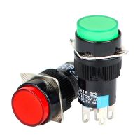 1pcs lay5 button la16 inching flat button switch red green 16mm self locking self reset  Power Points  Switches Savers