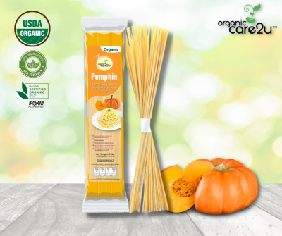 Organic Care2U Pumpkin Organic Stick Noodle เส้นออร์แกนิค รสฟักทอง (200 g)