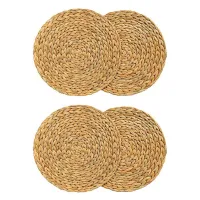 4 Pack Round Water Hyacinth Placemat,Quality Woven Wicker Table Place Mats,38cm