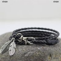 QYSG New Bangles Men Jewelry Accessories PU Leather Feather Charm celets