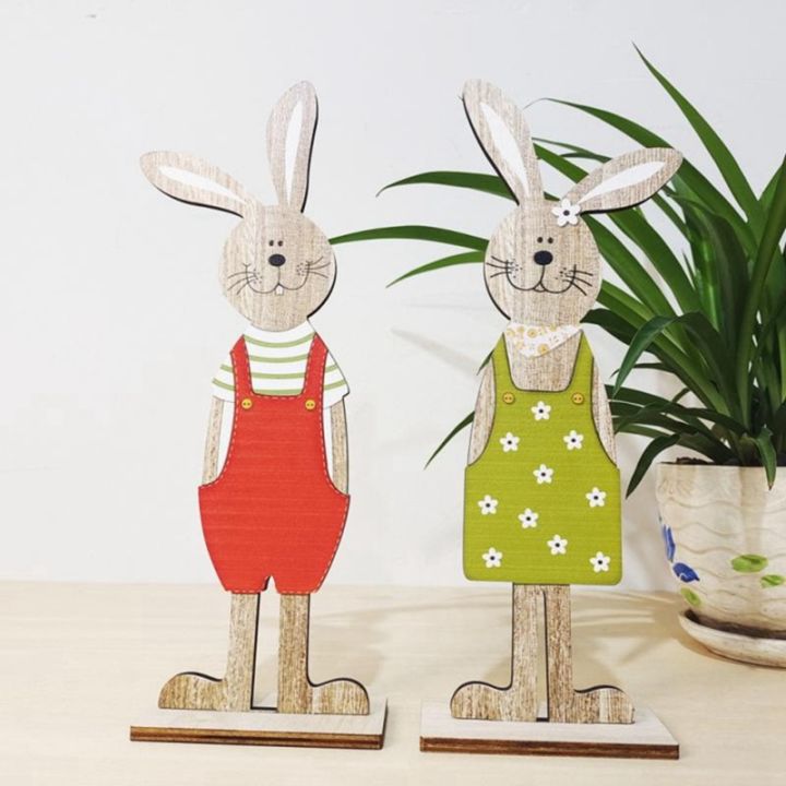 2-pcs-easter-wooden-rabbit-ornaments-stand-up-plaques-cute-cartoon-bunny-decoration-figurines-nordic-style-decor