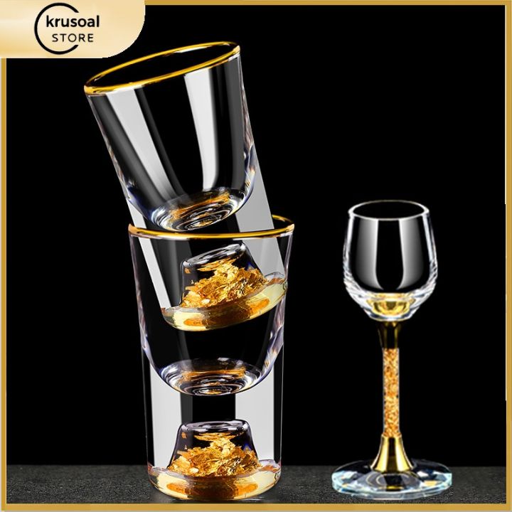 Wine Glasses Crystal Glasses Gold Foil Crystal Shot Glasses For Vodka Glass  Wine Goblet Water Cup For Home Bar Luxury Liquor Cup