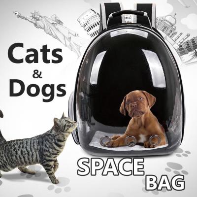 Hi Pet❤ Space Pet BagPack กระเป๋าใส่สัตว์เลี้ยง กระเป๋าสุนัข กระเป๋าแมว เป้ใส เป้แคปซูลใส แคปซูลอวกาศ กระเป๋าสะพายหลังใส่สุนัข/แมว​ Black (1 กล่อง)