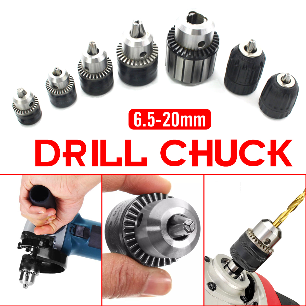 Drill Chuck Keyless Design 2-13mm HSS Angle Grinder Converter 1/2IN Electric 