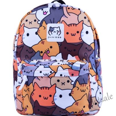 【hot sale】✐ C16 【DY STOCK】beg sekolah Cute Cat Print Backpack Fashion Casual Nylon Backpack Student School Bag