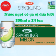 Nước có ga vị dưa lưới NƯỚC DƯA LƯỚI CÓ GA OKF Hàn Quốc x 24 lon 350ml