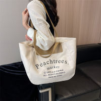 Large Capacity Tote Bag Female 2023 New Fashion Lettered Casual Canvas Bag Student Class Commuter Shoulder Bag