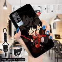 เคสสำหรับ Vivo Y50 Y51 2020 Y51A 2021 Vivo Y51S 1938 (แหวนใส่นิ้ว + สายคล้อง) Dragon ซุนโกคู Goku เคสโทรศัพท์ป้องกัน TPU ซิลิโคนนิ่มเคสมือถือกันกระแทก