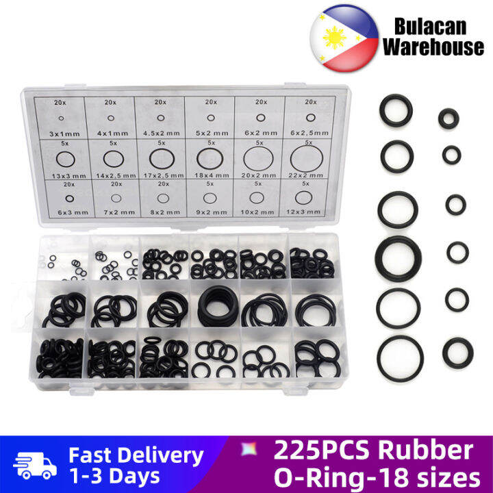 225PCS ORing Assortment Set Hydraulic Plumbing Gasket Seal Kit NBR