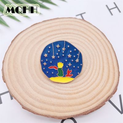 【CW】 Cartoon Back View Enamel Pins Round Star Alloy Brooch Badge Woman Jewelry Kid